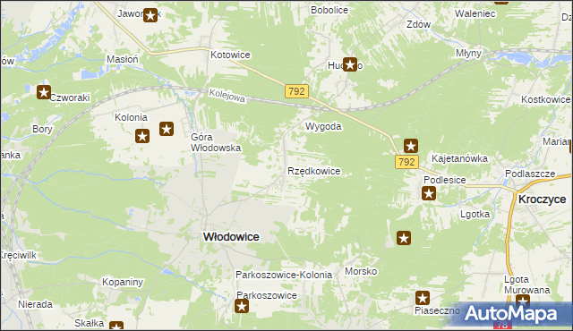 mapa Rzędkowice, Rzędkowice na mapie Targeo