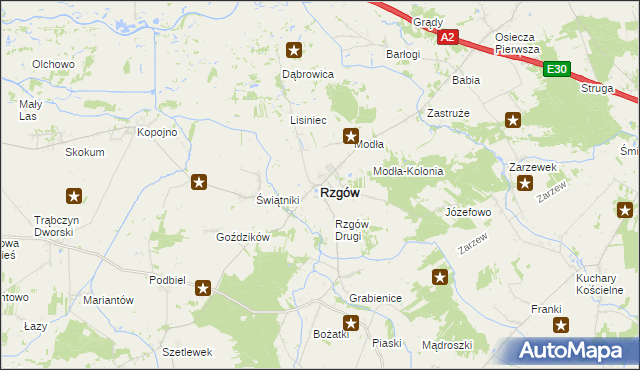 mapa Rzgów powiat koniński, Rzgów powiat koniński na mapie Targeo