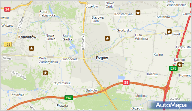 mapa Rzgów powiat łódzki wschodni, Rzgów powiat łódzki wschodni na mapie Targeo