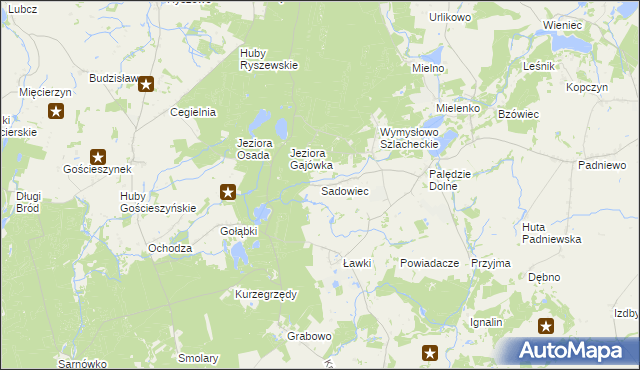 mapa Sadowiec gmina Mogilno, Sadowiec gmina Mogilno na mapie Targeo