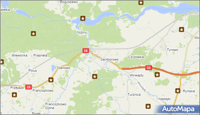 mapa Samborowo, Samborowo na mapie Targeo