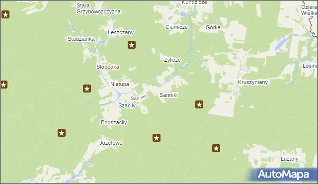 mapa Sanniki gmina Krynki, Sanniki gmina Krynki na mapie Targeo