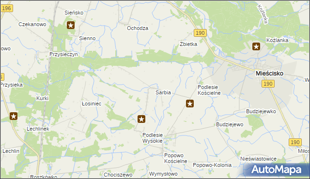 mapa Sarbia gmina Mieścisko, Sarbia gmina Mieścisko na mapie Targeo