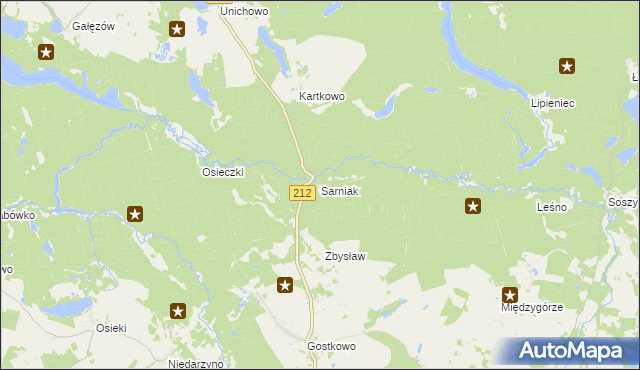 mapa Sarniak gmina Bytów, Sarniak gmina Bytów na mapie Targeo