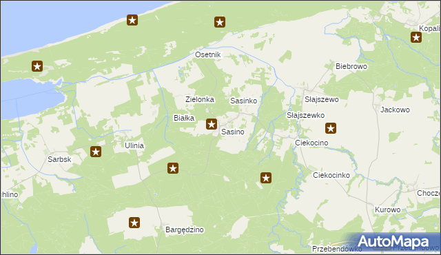 mapa Sasino, Sasino na mapie Targeo