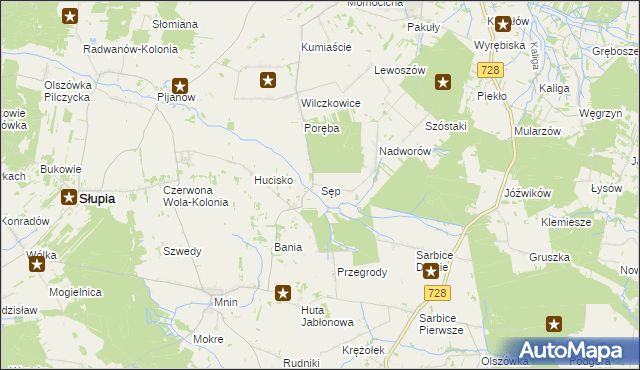 mapa Sęp, Sęp na mapie Targeo