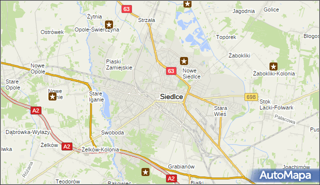 mapa Siedlce, Siedlce na mapie Targeo