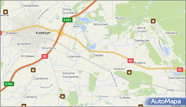 mapa Siedlec gmina Kostrzyn, Siedlec gmina Kostrzyn na mapie Targeo