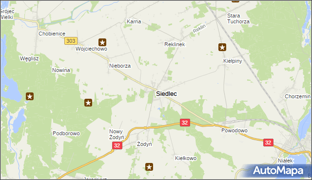 mapa Siedlec powiat wolsztyński, Siedlec powiat wolsztyński na mapie Targeo