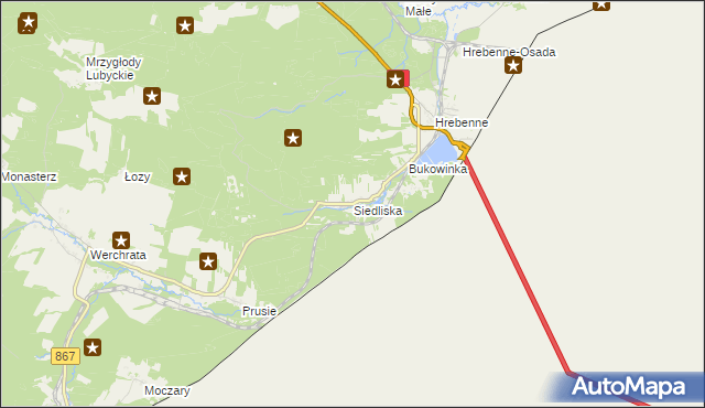 mapa Siedliska gmina Lubycza Królewska, Siedliska gmina Lubycza Królewska na mapie Targeo