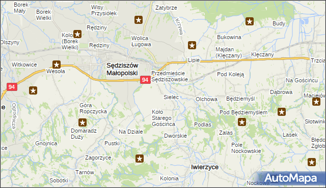 mapa Sielec gmina Iwierzyce, Sielec gmina Iwierzyce na mapie Targeo
