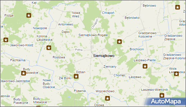 mapa Siemiątkowo powiat żuromiński, Siemiątkowo powiat żuromiński na mapie Targeo