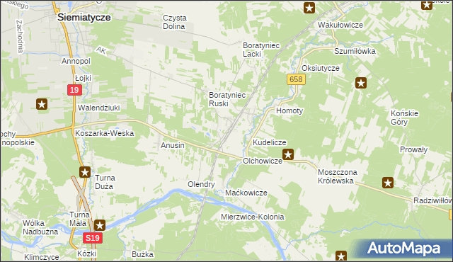 mapa Siemiatycze-Stacja, Siemiatycze-Stacja na mapie Targeo