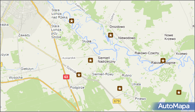 mapa Siemień Nadrzeczny, Siemień Nadrzeczny na mapie Targeo