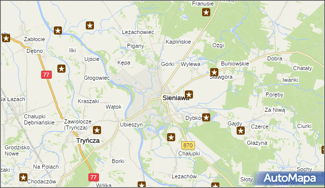 mapa Sieniawa powiat przeworski, Sieniawa powiat przeworski na mapie Targeo