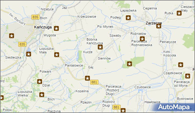 mapa Siennów, Siennów na mapie Targeo