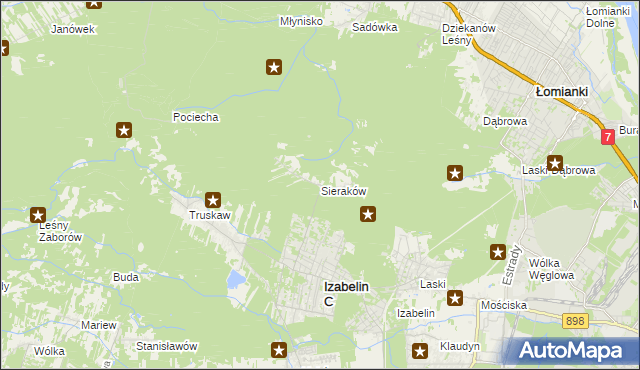 mapa Sieraków gmina Izabelin, Sieraków gmina Izabelin na mapie Targeo