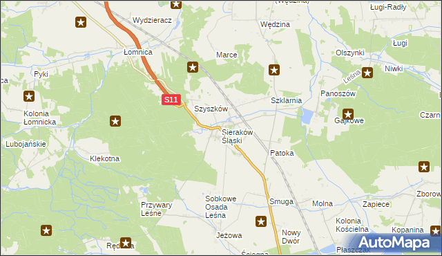 mapa Sieraków Śląski, Sieraków Śląski na mapie Targeo