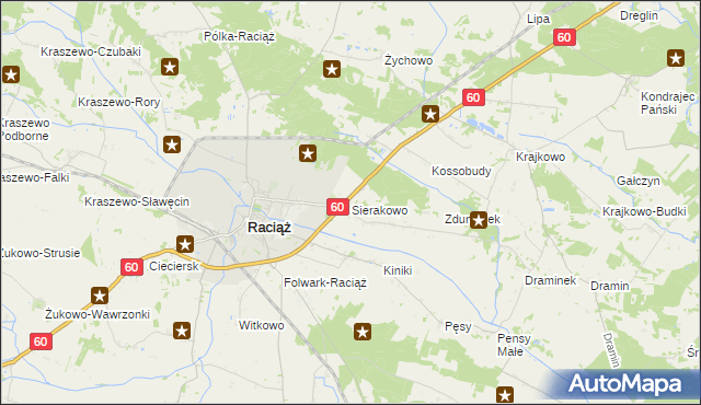 mapa Sierakowo gmina Raciąż, Sierakowo gmina Raciąż na mapie Targeo