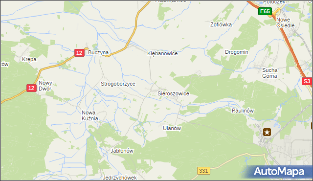 mapa Sieroszowice, Sieroszowice na mapie Targeo