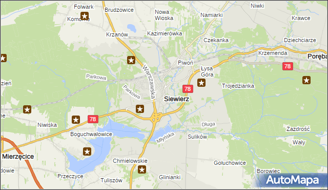 mapa Siewierz, Siewierz na mapie Targeo