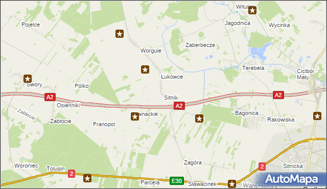 mapa Sitnik gmina Biała Podlaska, Sitnik gmina Biała Podlaska na mapie Targeo