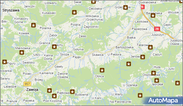 mapa Skawica, Skawica na mapie Targeo