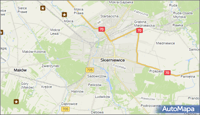 mapa Skierniewic, Skierniewice na mapie Targeo