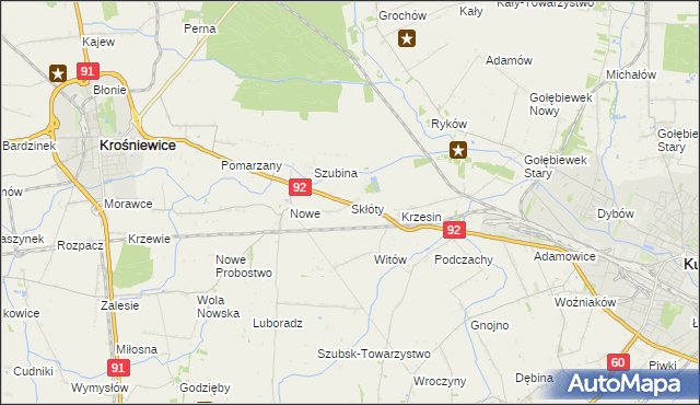 mapa Skłóty, Skłóty na mapie Targeo