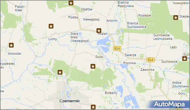 mapa Skoki gmina Czemierniki, Skoki gmina Czemierniki na mapie Targeo