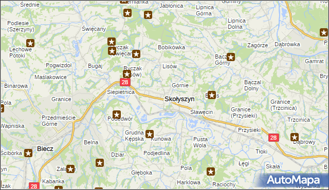 mapa Skołyszyn, Skołyszyn na mapie Targeo