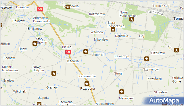 mapa Skotniki gmina Teresin, Skotniki gmina Teresin na mapie Targeo