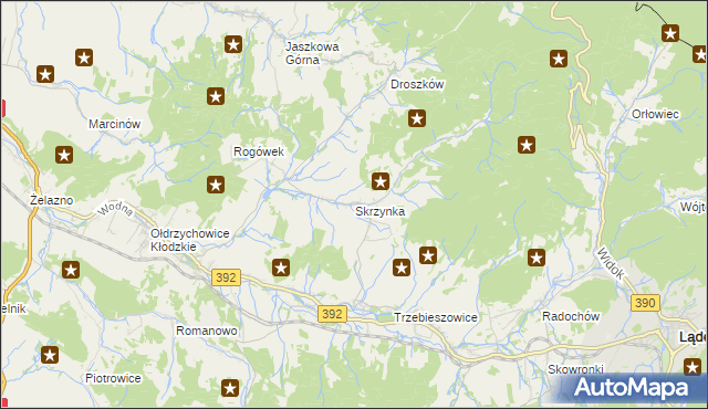 mapa Skrzynka gmina Lądek-Zdrój, Skrzynka gmina Lądek-Zdrój na mapie Targeo