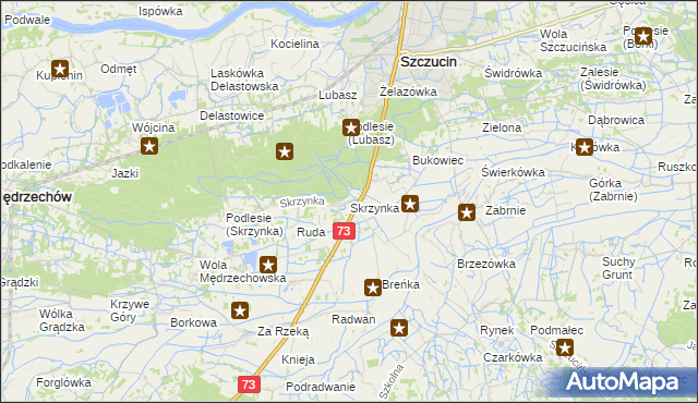 mapa Skrzynka gmina Szczucin, Skrzynka gmina Szczucin na mapie Targeo