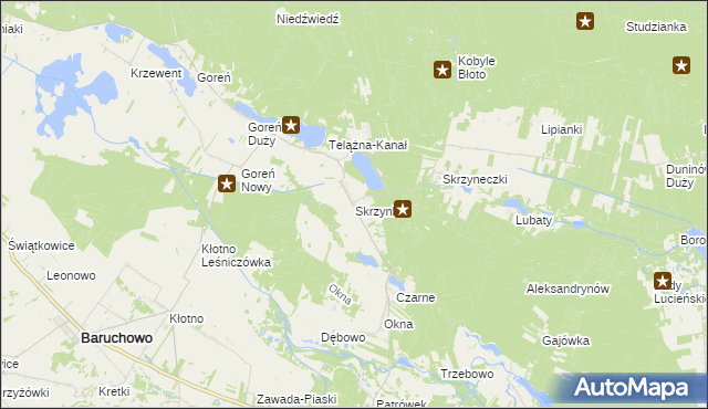 mapa Skrzynki gmina Baruchowo, Skrzynki gmina Baruchowo na mapie Targeo