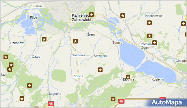 mapa Sławęcin gmina Kamieniec Ząbkowicki, Sławęcin gmina Kamieniec Ząbkowicki na mapie Targeo