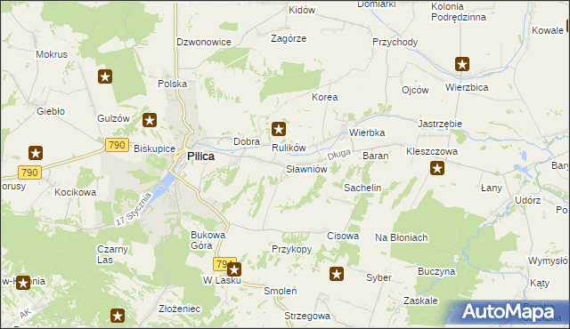 mapa Sławniów, Sławniów na mapie Targeo