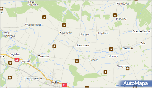 mapa Sławoszew, Sławoszew na mapie Targeo