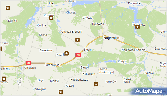 mapa Ślęcin, Ślęcin na mapie Targeo