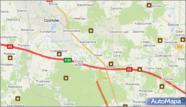 mapa Słowik gmina Zgierz, Słowik gmina Zgierz na mapie Targeo