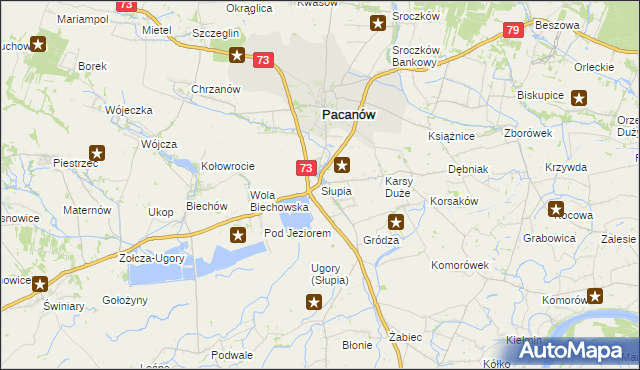 mapa Słupia gmina Pacanów, Słupia gmina Pacanów na mapie Targeo