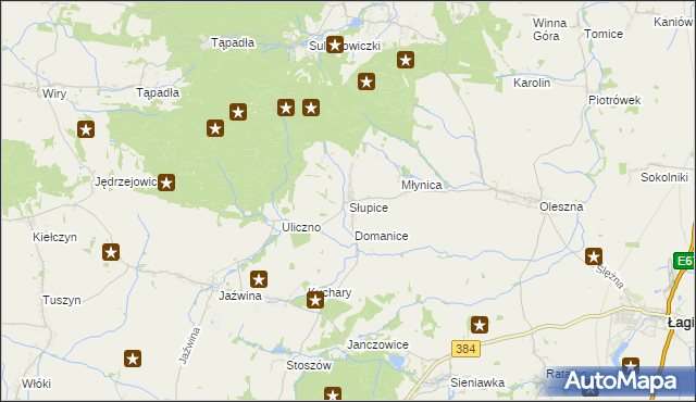 mapa Słupice gmina Łagiewniki, Słupice gmina Łagiewniki na mapie Targeo