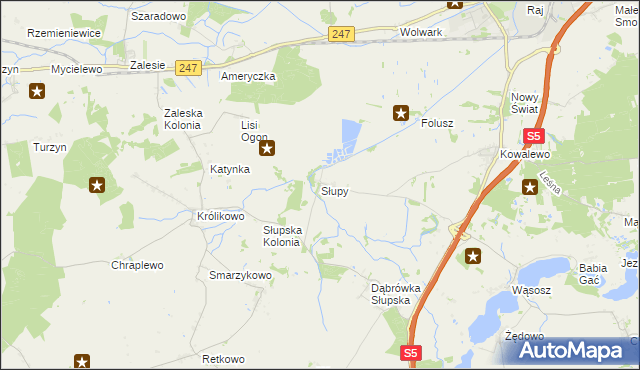 mapa Słupy gmina Szubin, Słupy gmina Szubin na mapie Targeo