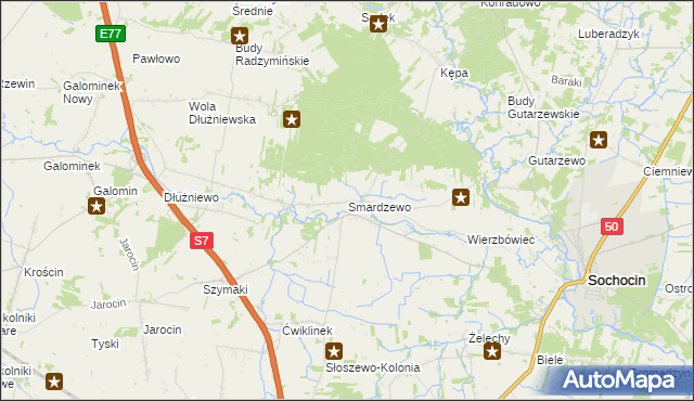 mapa Smardzewo gmina Sochocin, Smardzewo gmina Sochocin na mapie Targeo