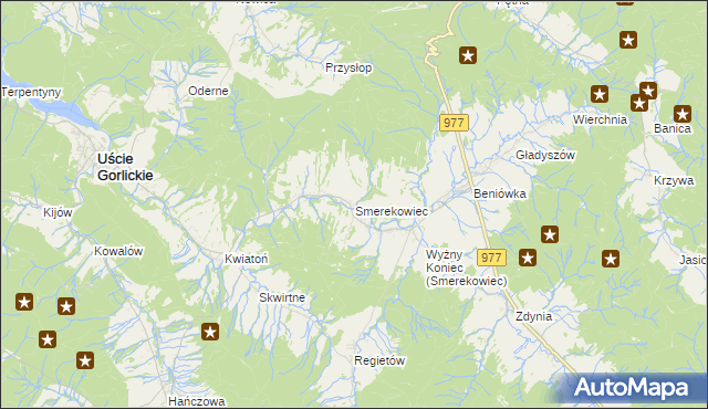 mapa Smerekowiec, Smerekowiec na mapie Targeo