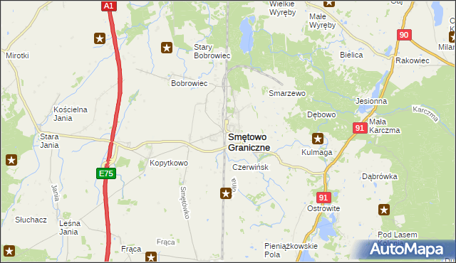 mapa Smętowo Graniczne, Smętowo Graniczne na mapie Targeo