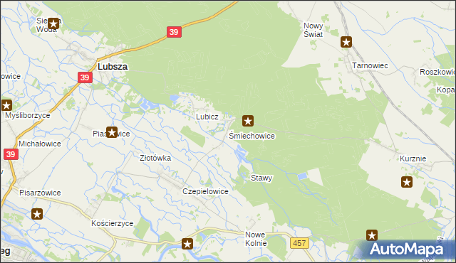 mapa Śmiechowice gmina Lubsza, Śmiechowice gmina Lubsza na mapie Targeo
