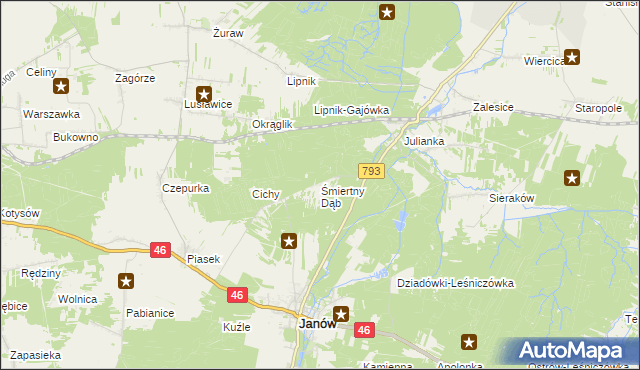 mapa Śmiertny Dąb, Śmiertny Dąb na mapie Targeo