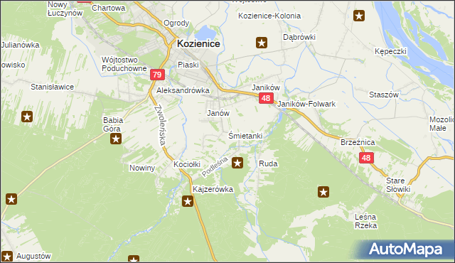 mapa Śmietanki, Śmietanki na mapie Targeo