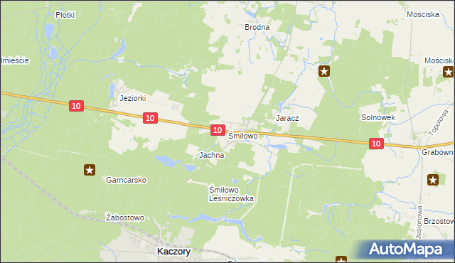 mapa Śmiłowo gmina Kaczory, Śmiłowo gmina Kaczory na mapie Targeo